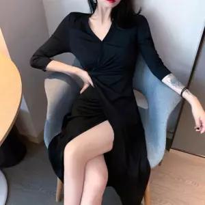 다리트임 여성 랩디자인 여성스러운 브이넥 롱원피스