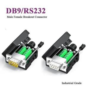 RS232 DB9 브레이크아웃 커넥터 9핀 Male 터미널 RS485 COM 플러그 21-24 AWG 와이어 솔더리스