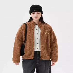 와키윌리 우먼스 시어링 집업 블루종 브라운 5366994