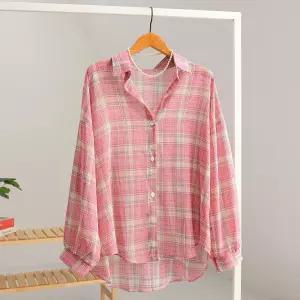 [잇수다] 레틸다 언발 오버핏 퍼프 소매 체크 셔츠 남방