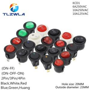 1PCS ON/OFF 라운드 로커 스위치 LED 조명 자동차 대시 보드 밴 12V / 6A 10A 2/3/4PIN