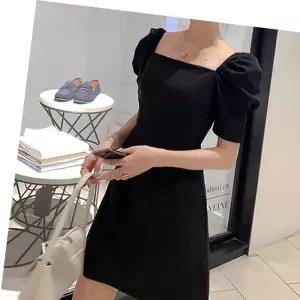 벌룬 블랙 클럽 여자 오프숄더 스퀘어넥 드레스 미니