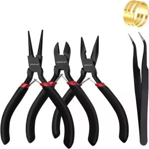 WISEUP 3개입 주얼리 플라이어 세트 니들 노즈 라운드 와이어 커터 DIY 공예 수리 및 래핑용 제작 도구