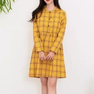 나들이 가을 여자체크카라미니원피스 하객룩 간절기 데일리
