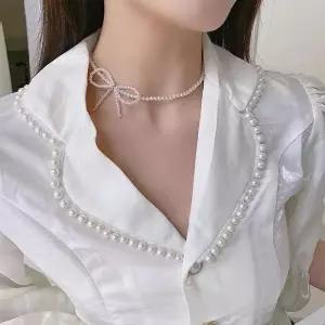 진주 리본 초커 목걸이 리본목걸이 청담동스타일
