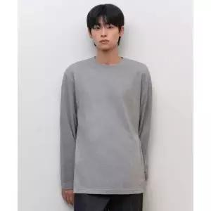 MUSINSA STANDARD 릴렉스드 OE 크루 넥 긴소매 티셔츠 [미디엄 그레이]