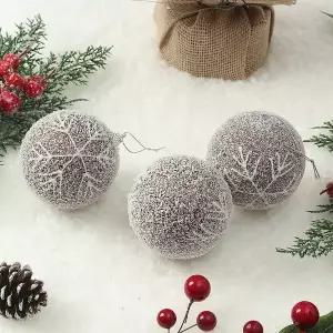 [하프클럽/셀럽하우스]초코브라운 글리터 장식볼 3p 8cm 스노우눈결정 트리