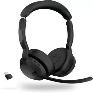 Jabra Evolve2 55 스테레오 무선 헤드셋 - AirComfort 기술 노이즈 캔슬링 마이크 및 액티브 탑재 MS Teams