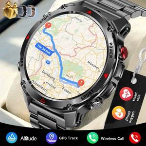 2025 신형 아웃도어 밀리터리 스마트워치 남성용 1.46인치 AMOLED 내장 GPS 나침반 고도계 3ATM 방수 시계 BT 통화 스마트워치