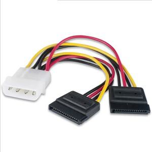 IDE Molex 4핀 - 2 x SATA 전원 케이블 직렬 Y 분배기 하드 드라이버 이중 연장 어댑터 커넥터