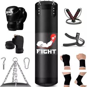 펀칭 백 세트 4피트 무거운 복싱 12온스 글러브 포함 MMA 가라테 킥복싱 무에 훈련에 적합하며 집이나