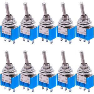10pcs SPDT 미니 토글 스위치 3 핀 2 ON/ON 소형 6A 125V MTS-102