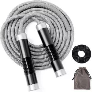 맹고단 1LB 웨이트 점프 로프 여성·남성용 엉킴 없는 볼 베어링 빠른 속도 9mm 면 및 PVC 코드 조절 가능