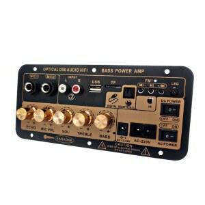 블루투스 5.0 증폭기 보드 광 오디오 앰프 USB FM 라디오 TF 플레이어 가라오케 홈 자동차 110V/220V 용 DIY 오디오 서브 우퍼