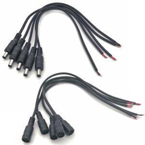 5Pcs 블랙 5.5x2.1mm DC 플러그 잭 커넥터 케이블 피그 테일 12V 남성 어댑터 5050 3528 LED 스트립 빛