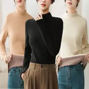 여성 겨울 데일리 이너 반목티 하프넥 기모 폴라티