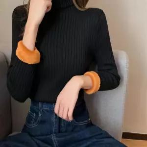 겨울 목티 따뜻한 골지 스판 기본 기모 목폴라 티셔츠