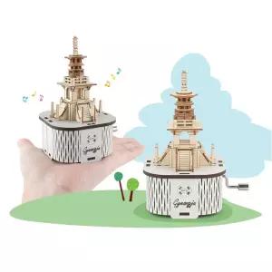 DIY 경주 다보탑 수동 오르골 만들기 목재 모형 조립