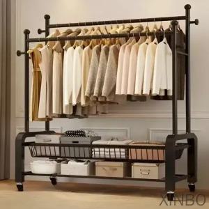 우아플레이스 2단 튼튼한 철제 이동식 행거 트롤리 옷걸이 스탠드