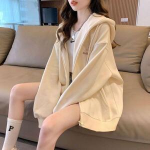 손오천 여성 크라브 카디건 봄가을 후드 캐주얼 트레이닝 상의 트렌드
