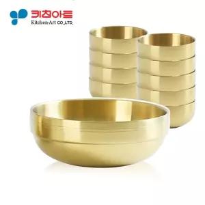키친아트 금상첨화 티타늄 이중 국대접 12cm 10개 반상기 스텐레스밥그릇 합식기