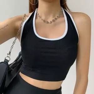 [룽스_6817]3컬러 홀터넥 코튼 크롭 민소매 넓은목
