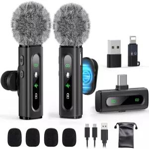 USB C 라발리에 마이크 무선 미니 타입 안드로이드 폰/태블릿/PC 비디오 녹화 클립온 회전 가능한 및