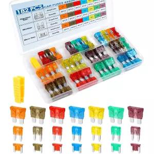 182PCS 자동차 퓨즈 구색 키트 전문가용 블레이드 오토모티브 - 표준 및 미니 로우 프로파일 보트 RV