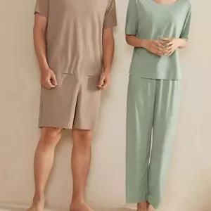 (올핀)여름 시원한 통풍 커플 홈웨어 상하의 세트