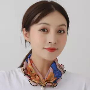 (올핀)넥워머 목주름 가리개 진주 망사 스카프