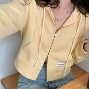 (다올)투지퍼 후드 집업 크롭스타일 패션 다자인