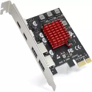 ELUTENG 4포트 PCIe USB 3.1 확장 카드 2개 Type-C 자체 전원 공급 데스크톱 PC용 슈퍼스피드 PCI Express