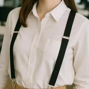 (다올)블랙 컬러 멜빵 서스펜더 바지
