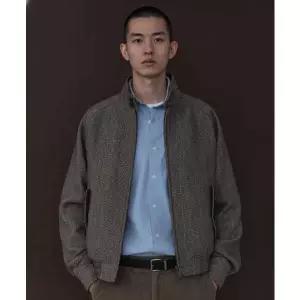 MUSINSA STANDARD 울 블렌드 헤링본 해링턴 재킷 [브라운]