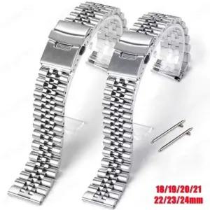 가죽 시계줄 악어 소가죽 호환 스트레이트 엔드 스테인레스 스틸 쥬빌리 SKX007/009 금속 24mm 팔찌