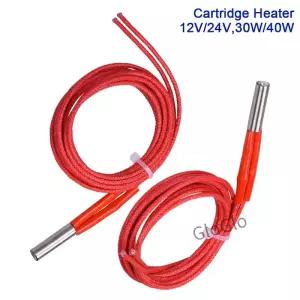 3D 프린터 부품 카트리지 히터 12V 24V 40W 30W 6x20 Reprap 케이블 100cm J Hotend V6 MK8 PT100 열 블록