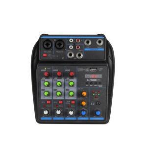 블루투스 48V 팬텀 파워 모니터가 장착된 4 채널 믹서 DJ 믹싱 콘솔 가라오케 시스템 USB 오디오