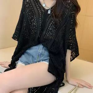 (다올)브이넥 니트 비치웨어 커버업 여름 휴양지용