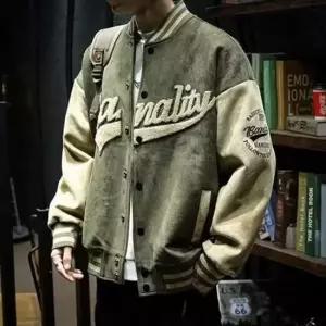 오너클랜 스타디움 남성 바시티 자켓 루즈핏 남성 스웨이드 자켓 데일리 캐주얼 스타디움