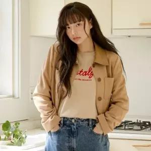 올리브데올리브 카라배색 스웨이드 크롭자켓OH5XJ169 OH5XJ169BS 1177049