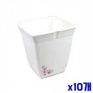 꽃무늬 화분 17.5x17.5x18.8cm x10개 흰색화분 인테리어 실내화초