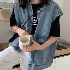 (올핀)여성 데님 베스트 루즈핏 2컬러 사계절 청조끼