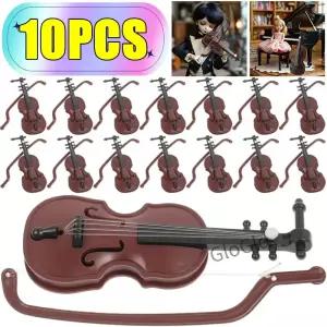 새로운 1-10PCS 음악 악기 DIY 1/12 인형 집 나무 바이올린 케이스 스탠드 플라스틱 미니 공예 액세서리