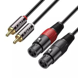 J D 2 RCA에서 XLR 케이블 PVC 쉘링 불균형 듀얼 여성에서 남성 하이파이 오디오 스테레오 인터커넥트