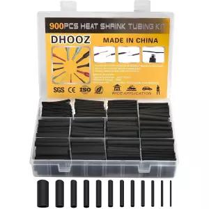 900Pcs 와이어 열수축 튜브 키트 산업용 2 1 해양 등급 랩 프리미엄 대형 전기 방수 테이프 블랙 12 사이즈