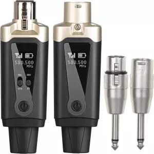 Depusheng T9 무선 기타 송수신기 마이크 다이내믹 및 콘덴서 XLR 오디오 믹서 48V 팬텀 파워 포함