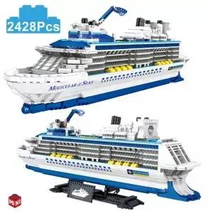 도시 2428Pcs 크루즈 라이너 선박 요트 미니 모델 빌딩 블록 크리 에이 티브 큰 바다 벽돌 MOC 장난감 선물