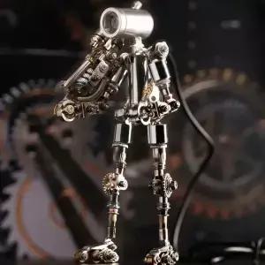 Mostarle 터미네이터 M 3D 금속 퍼즐 DIY 기계 로봇 모델 키트 공상 과학 디자인 LED 조명 기능 성인 및