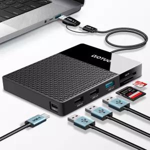 YOTUO 휴대용 500GB 도킹 스테이션 외장 하드 드라이브 멀티포트 USB-C 허브 HDD 7-in-1 3.0 SD/TF 카드