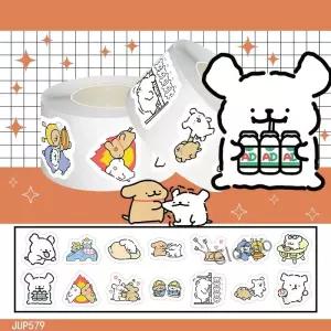 500개 귀여운 라인 강아지 스티커 롤 만화 DIY 스크랩북 와시 테이프 문구류 책상 전화기 씰 대량